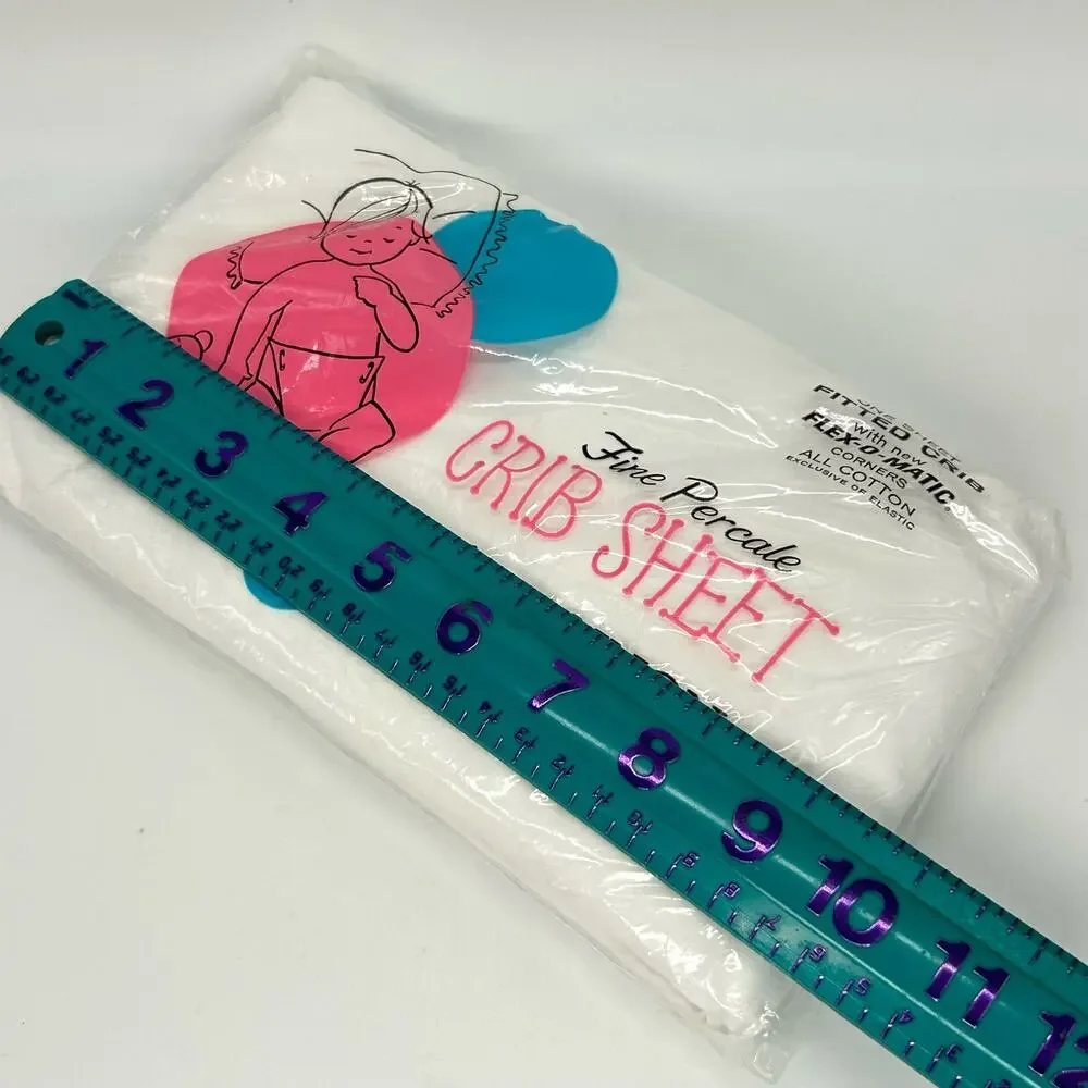 Vtg Cannon Crib Fitted Sheet White Percale Cotton 180 thread Made USA Craft NOS